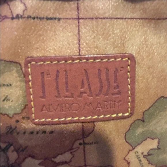 Alviero Martini Tan Map Print Shoulder Bag - Picture 5 of 12